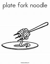 Coloring Noodle Fork Plate Noodles Worksheet Outline Built California Usa Print Twistynoodle Cursive sketch template