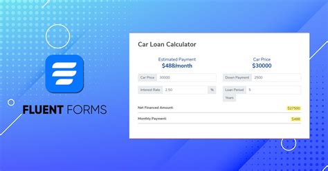 add  car loan calculator  wordpress fluent forms