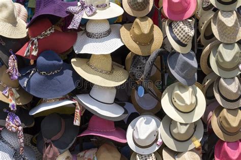 hat collection stock photo image  displayed sale