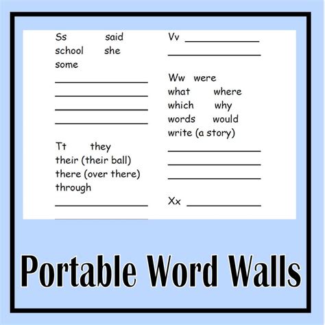 portable printable word wall