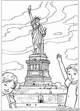 Libertad Estatua Colorkid Freiheitsstatue Amerikanischen Flagge Unidos Imprimir sketch template