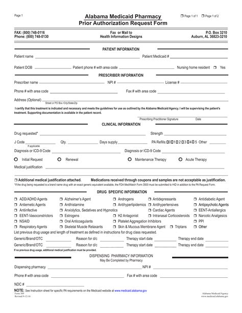 Free Alabama Medicaid Prior Rx Authorization Form Pdf – Eforms