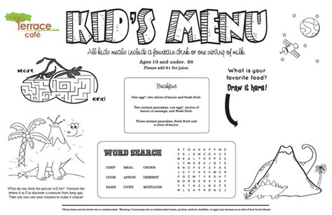 kids menu kid menu designs kid menu templates musthavemenus