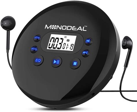 portable cd player monodeal rechargeable personal compact disc player