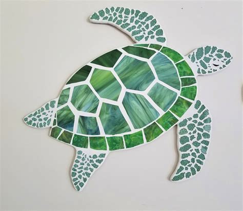 swimming sea turtle mosaic turtle wall decor mosaic glass stained