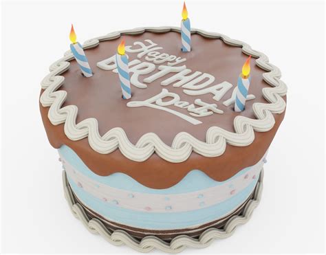 3d Model Chocolate Birthday Cake Cgtrader