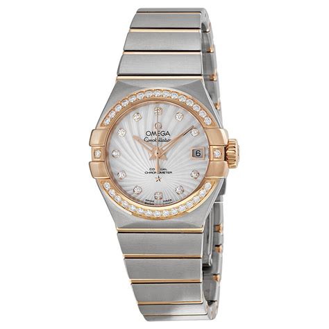 omega constellation mother of pearl diamond dial ladies watch