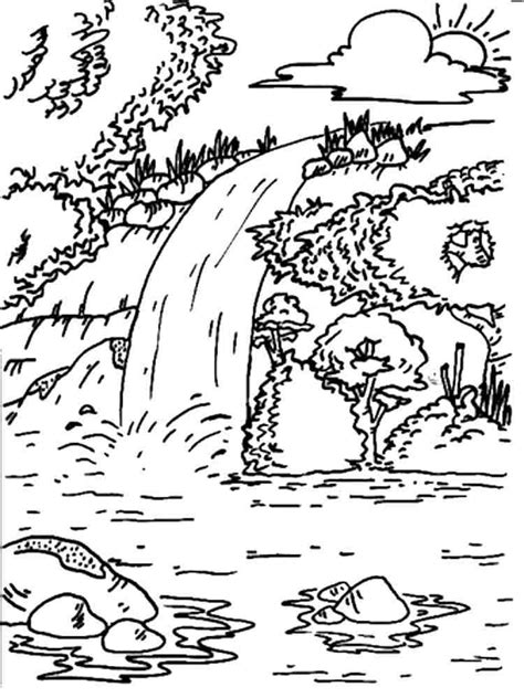 waterfall coloring pages