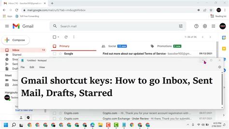 gmail shortcut keys    inbox  mail drafts starred youtube
