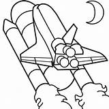 Rocket Ship Coloring Pages Drawing Kids Space Shuttle Spaceship Rockets Printable Colour Clipart Drawings Booster Outline Colored Powered Cliparts Color sketch template