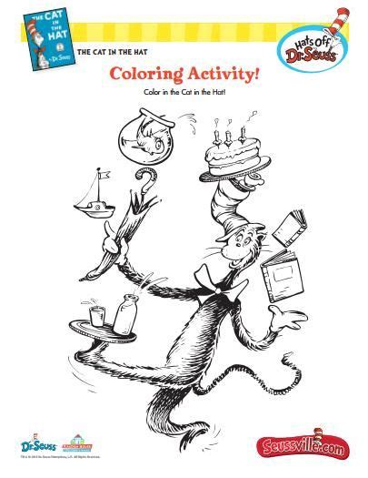 cat   hat coloring activity color activities childrens