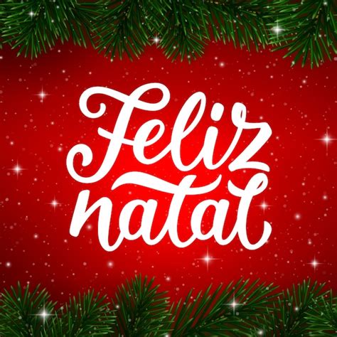 merry christmas calligraphy text  portuguese feliz natal premium
