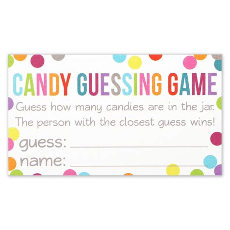 printable candy jar guessing game template