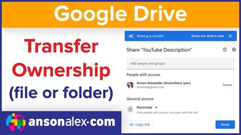 google drive transfer ownership  folder document youtube