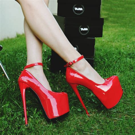 ankle strap red patent high heel platform shoes tajna club