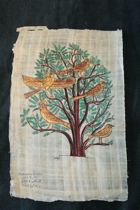 New Hand Painted Egyptian Art On Papyrus Tree Of Life Approx 13 X 9