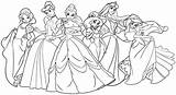 Disney Coloring Pages Together Princesses Princess Printable Getdrawings sketch template