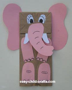 elephant puppet crafts bags  paper bags