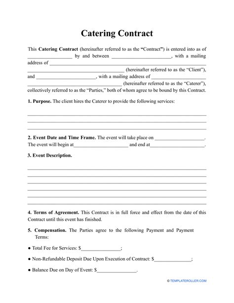 printable blank service contract template