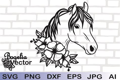 horse floral svg horse clipart horse vector horse png
