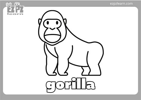 gorilla coloring page ezpzlearncom
