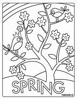 Coloring Spring Pages Easter Flowers Sunny Tree Sweet sketch template