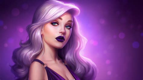 lipstick blue eyes pink hair purple woman artistic hd