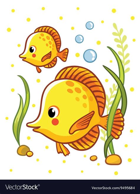 cute sea yellow  fishes royalty  vector image easy fish