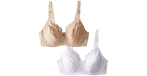 lyst hanes lace trim underwire bra 2 packwhite nude in white save 14