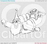 Skydiving Falling Outlined Santa While Illustration Clipart Royalty Djart Vector sketch template