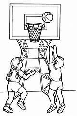 Basketball Coloring Gym Pages Playing Court Cartoon Boys Kids Drawing Clipart School Sports Children Two Preschool Sport Printable Sheets Draw sketch template