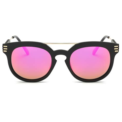 cosmo pink crossbar colored mirrored polarized lens retro sunglasses