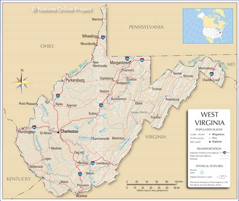 reference maps  west virginia usa nations  project
