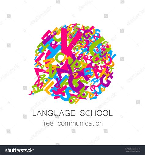 language school logo template concept logotype stock vector