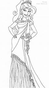 Megara Gown Hercules Lineart Deluxe Colorare Ercole Immagini sketch template