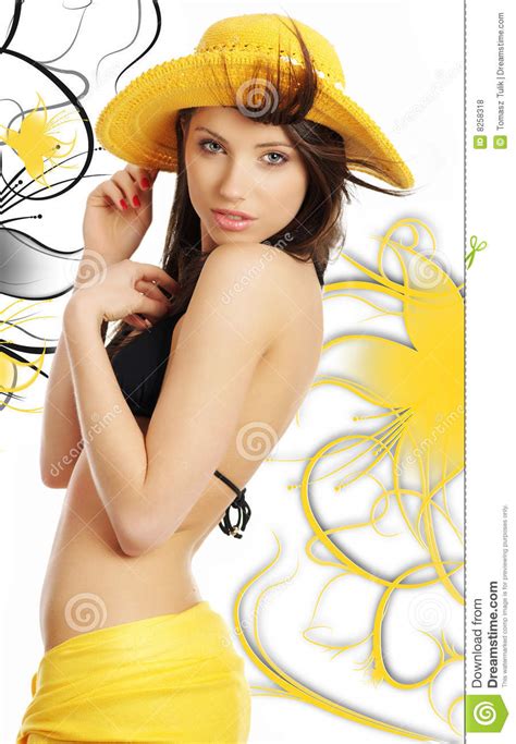sexy woman in hat and bikini swirl abstract back royalty