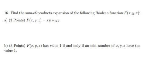 Solved Find The Sum Of Products Expansion Of The Following