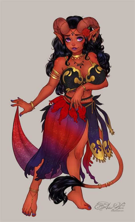 Tiefling Commission By Amberharrisart On Deviantart Beautiful