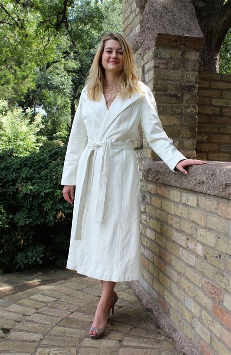 Vintage 70s White Leather Trench Coat Leather Coat Women