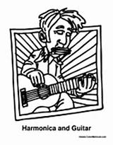 Harmonica Coloring Guitar Music Colormegood sketch template