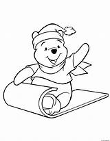Pooh Coloring Christmas Winnie Pages Cartoon Printable sketch template