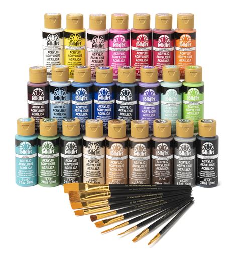 folkart lets paint  acrylic craft paint  paintbrush set