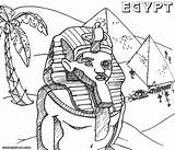 Colorings Sphinx Pyramids sketch template