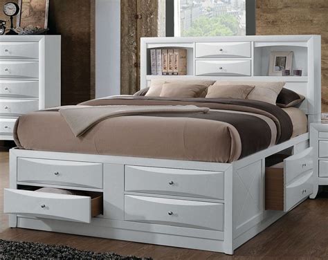 ireland white queen bookcase storage bed  acme coleman furniture