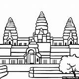 Temple Coloring Hindu Angkor Wat Cambodia Pages Cambodian Famous Drawing Places Color Kids Landmarks Colouring Buddhist Drawings Temples Monument Religious sketch template
