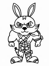 Fire Bunny Coloring Warrior Pages Printable sketch template