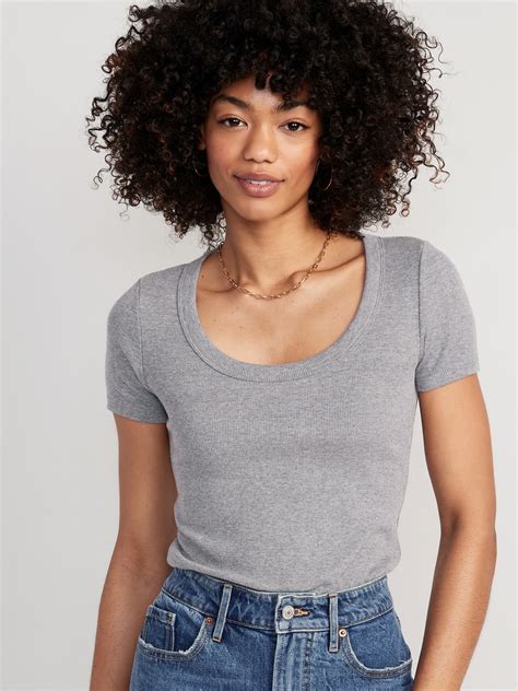 fitted scoop neck rib knit t shirt for women old navy