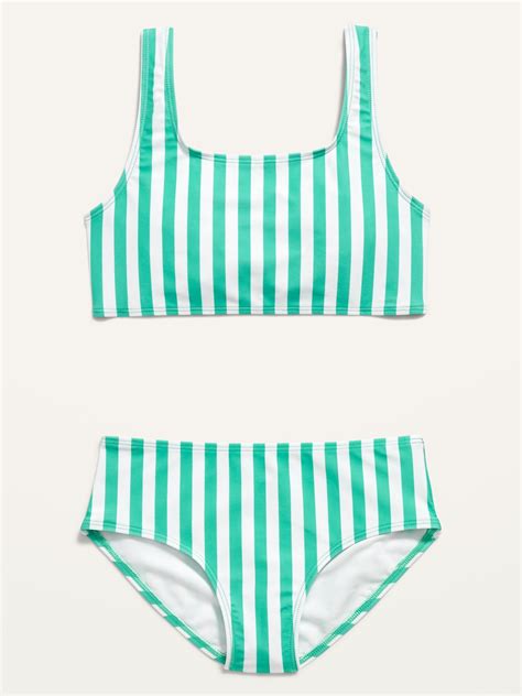 striped square neck bikini swim set for girls old navy