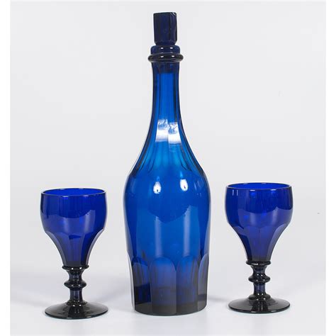 Cobalt Blue Glass Decanter And Glasses Cowan S Auction House The