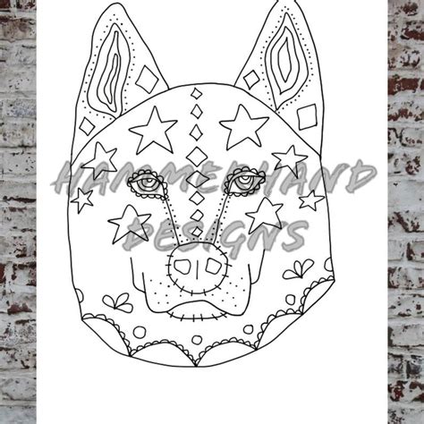 sugar skull day   dead dogs coloring pages  adults etsy dog